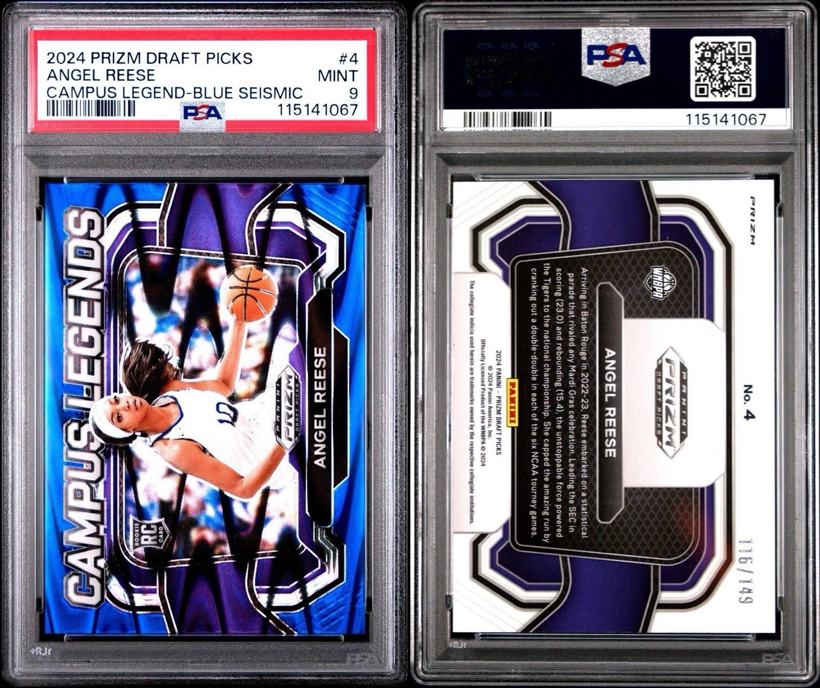 2024 Prizm Draft Picks ANGEL REESE CAMPUS LEGENDS Blue Seismic PSA 9