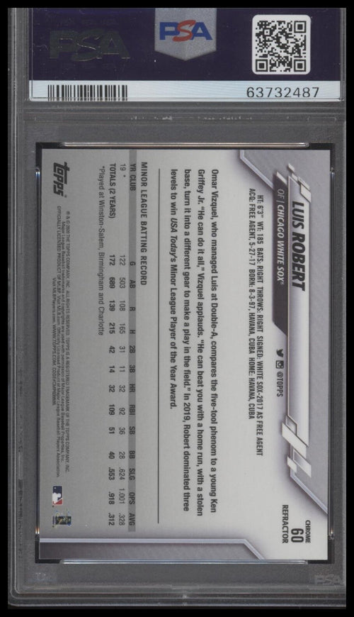 2020 Topps Chrome #60 Luis Robert Pink Refractor PSA 10