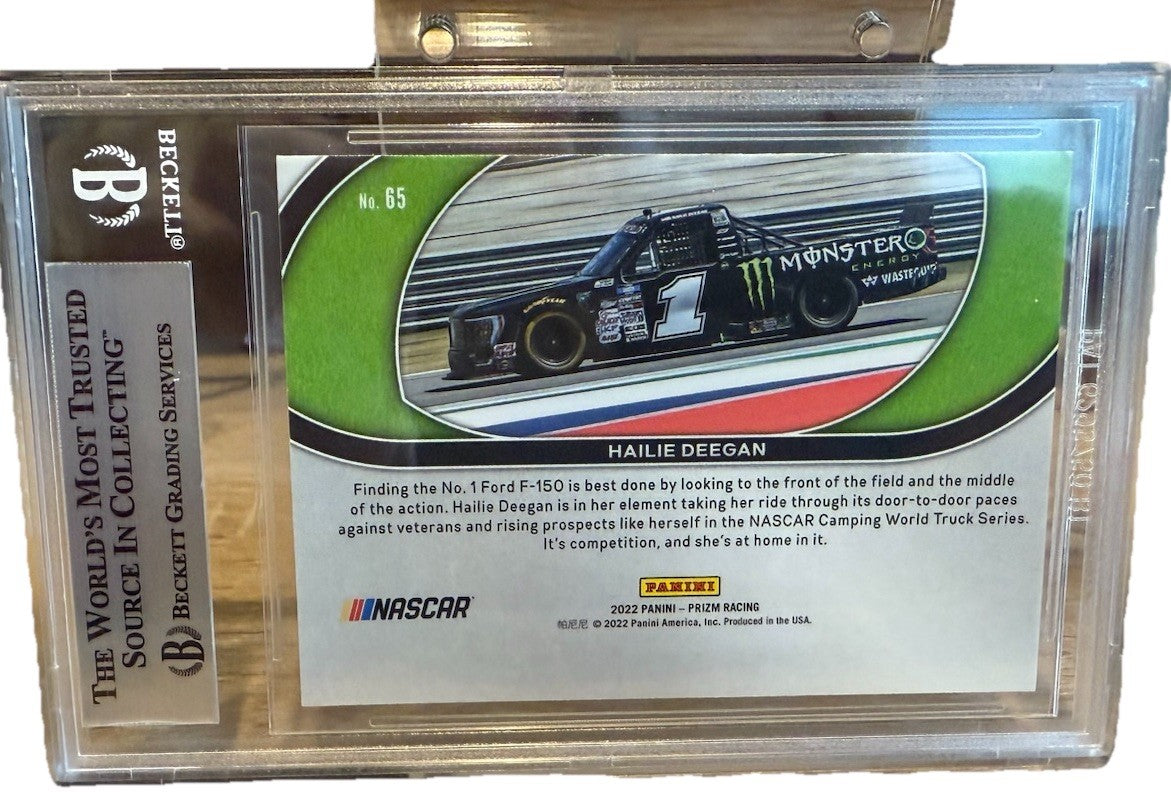Signed Hailie Deegan 2022 Panini Prizm Rides #65 - Beckett BAS Slab