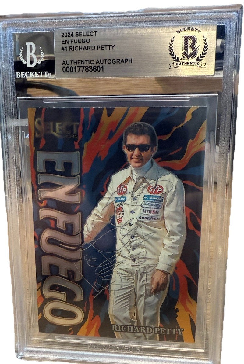 Signed Richard Petty 2024 Panini Select En Fuego #1 - Beckett BAS Slab