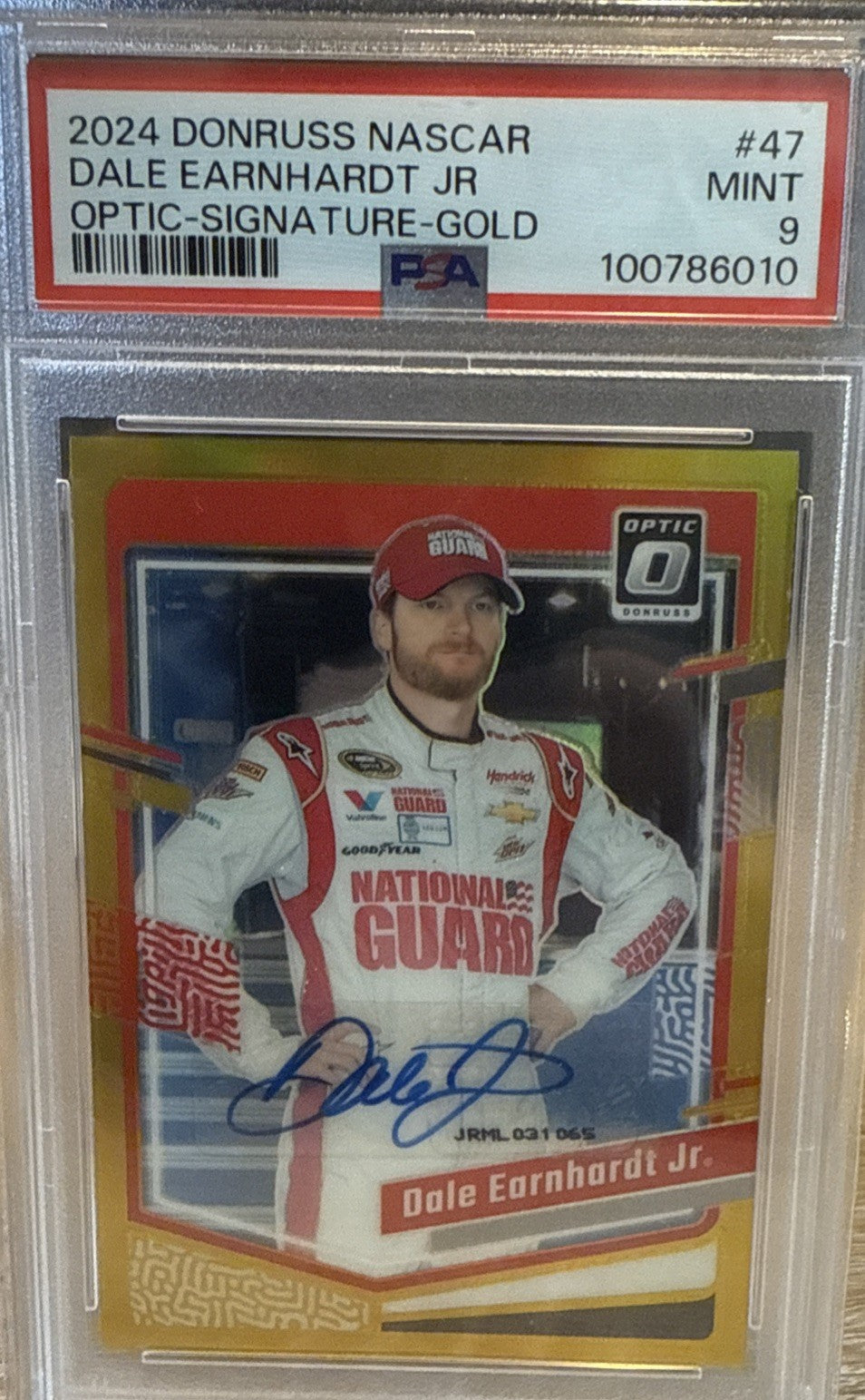 2024 Donruss Dale Earnhardt Jr. #47 Gold Optic Autograph 1/10 - PSA 9 Mint