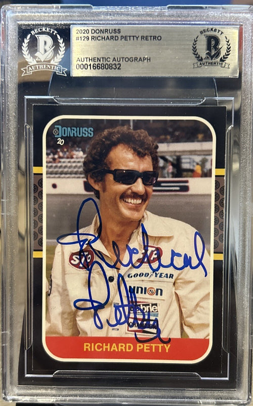 2020 Donruss Retro Richard Petty #129 Signed BAS Beckett Slabbed
