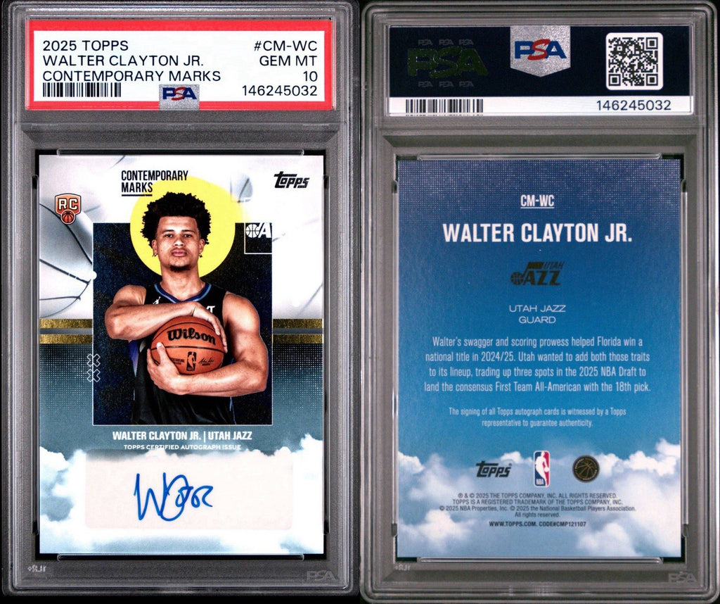 2025-26 Topps  Walter Clayton Jr. Contemporary Marks RC Auto PSA 10 Gem