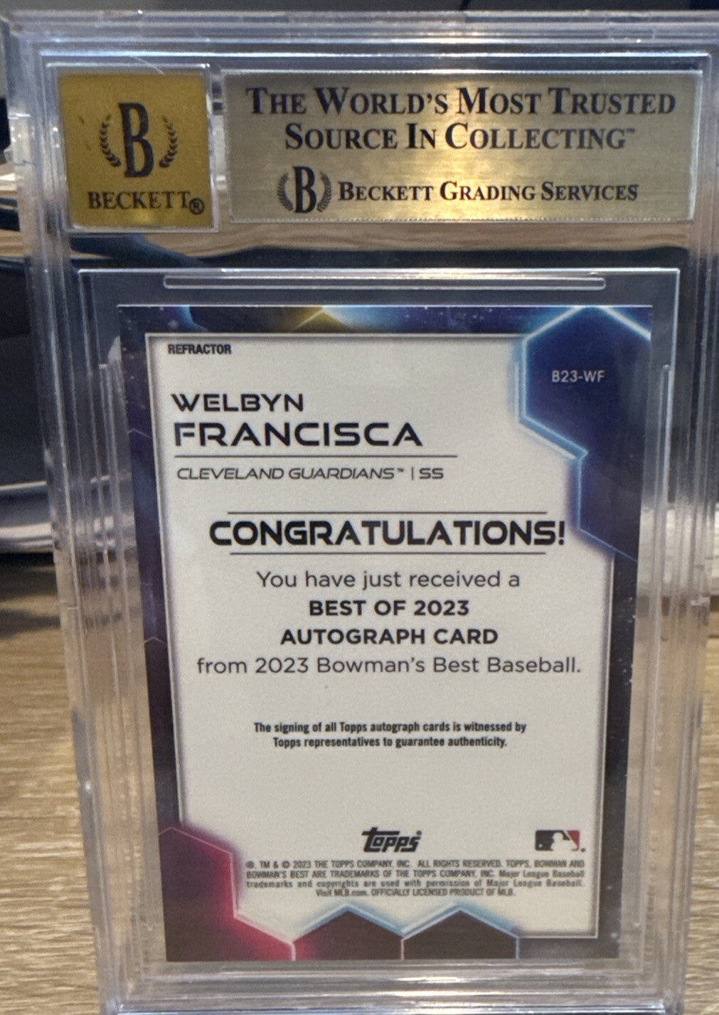 Welbyn Francisca 2023 Bowmans Best Refractor Prospect Auto #B23WF BGS 9.5/10 Gem