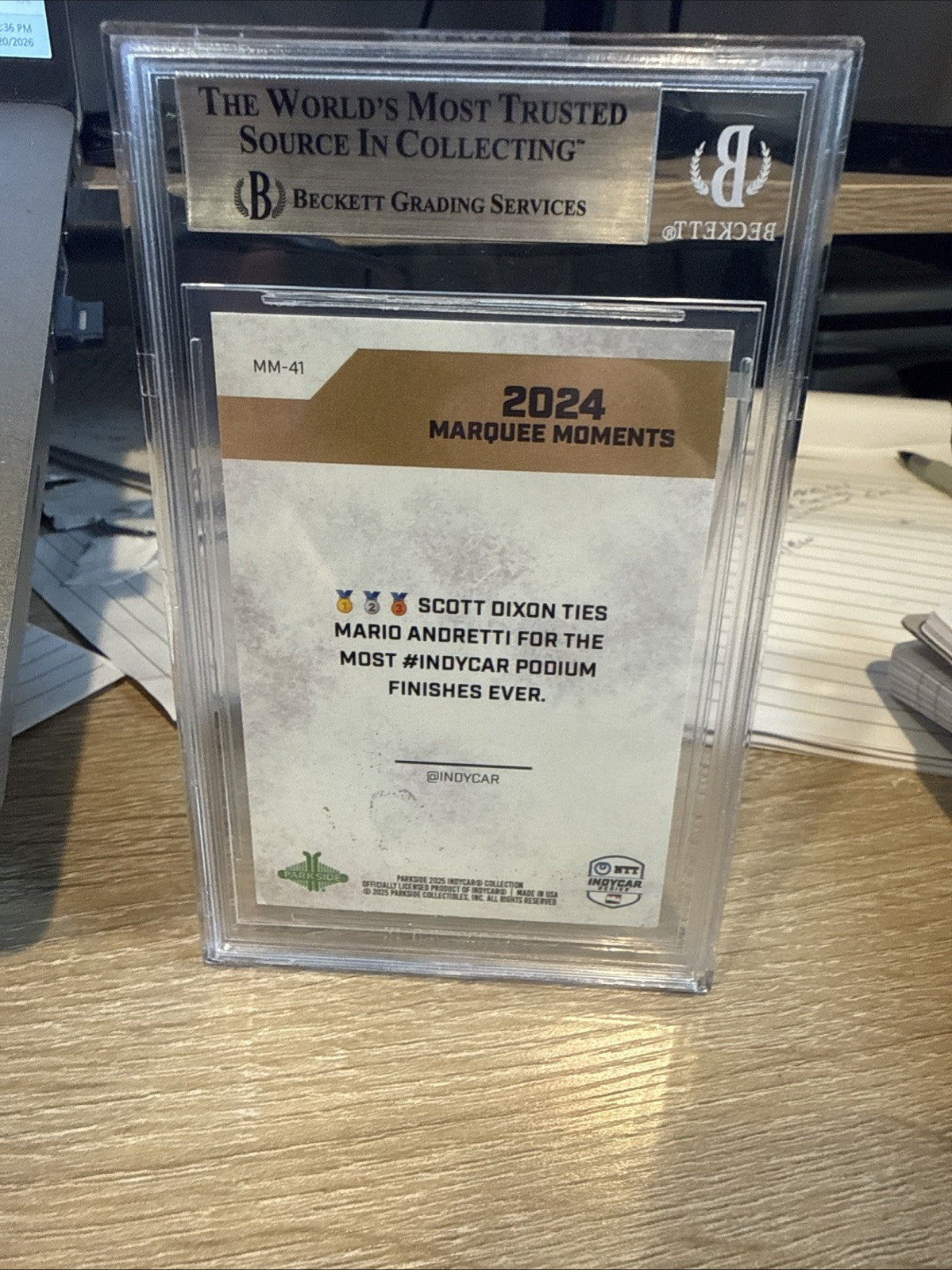 MARIO ANDRETTI Signed 2025 Parkside Marquee Moments #MM41 - Beckett BAS encased