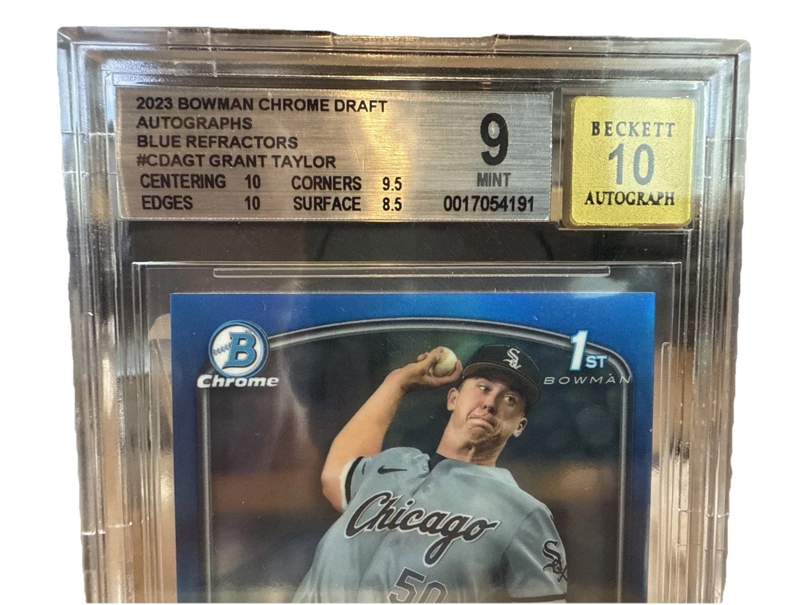 Grant Taylor 1st Bowman Auto Blue Refractor /150 BGS 9 Auto 10 #CDA-GT