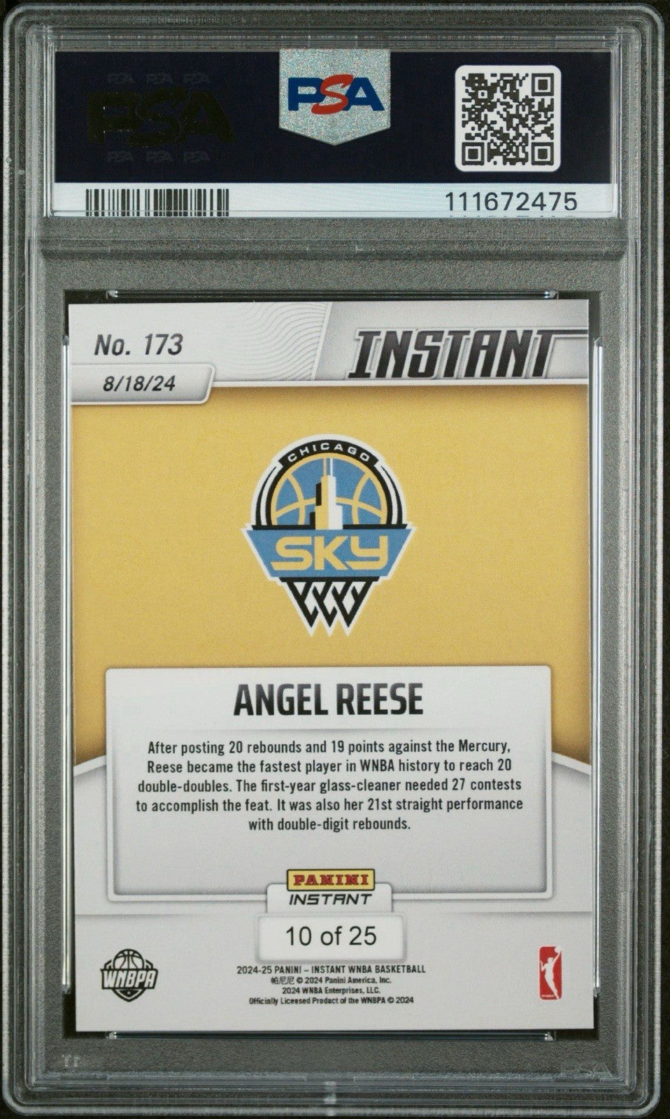 2024 Panini Instant WNBA #173 Angel Reese RC Jungle /25 - PSA 9