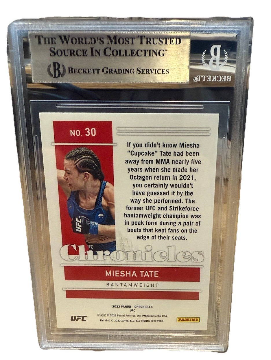 Signed Miesha Tate 2022 Panini Chronicles UFC #30 Auto - Beckett BAS Slabbed