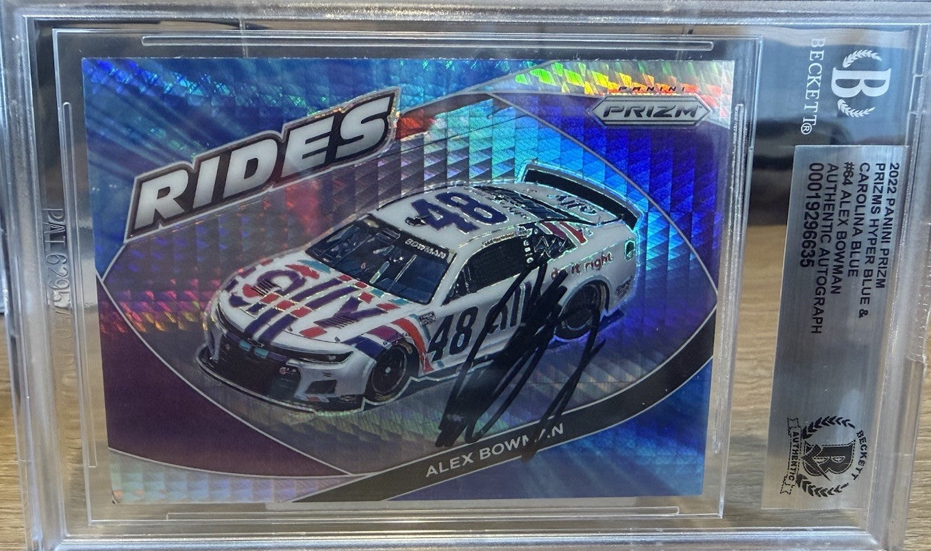 Signed 2022 Panini Prizm Rides Hyper Prizm #64 Alex Bowman - Beckett BAS Slab