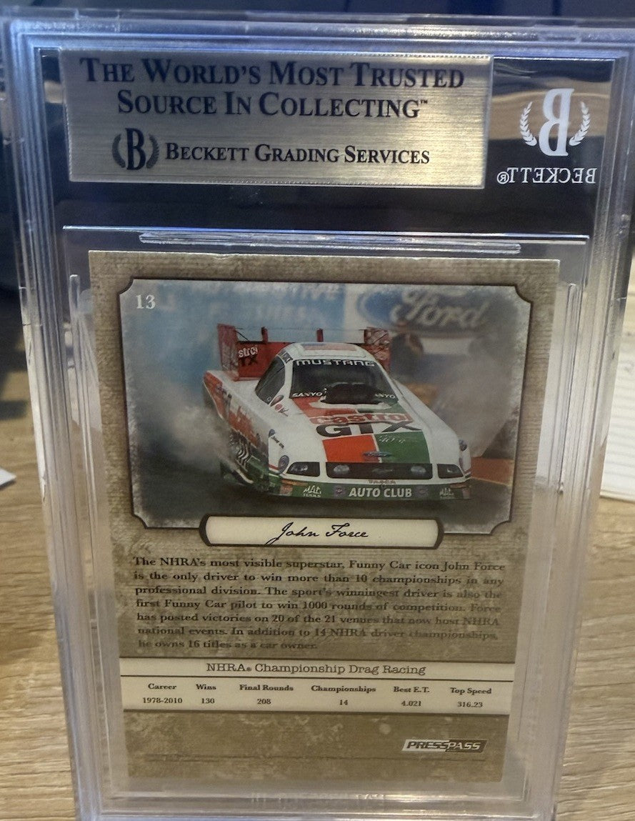 Signed 2010 Press Pass Legends #13 John Force - Beckett BAS Slabbed