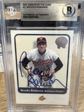 Signed 2001 Fleer Greats Of The Game #22 Brooks Robinson - BAS beckett slabbed