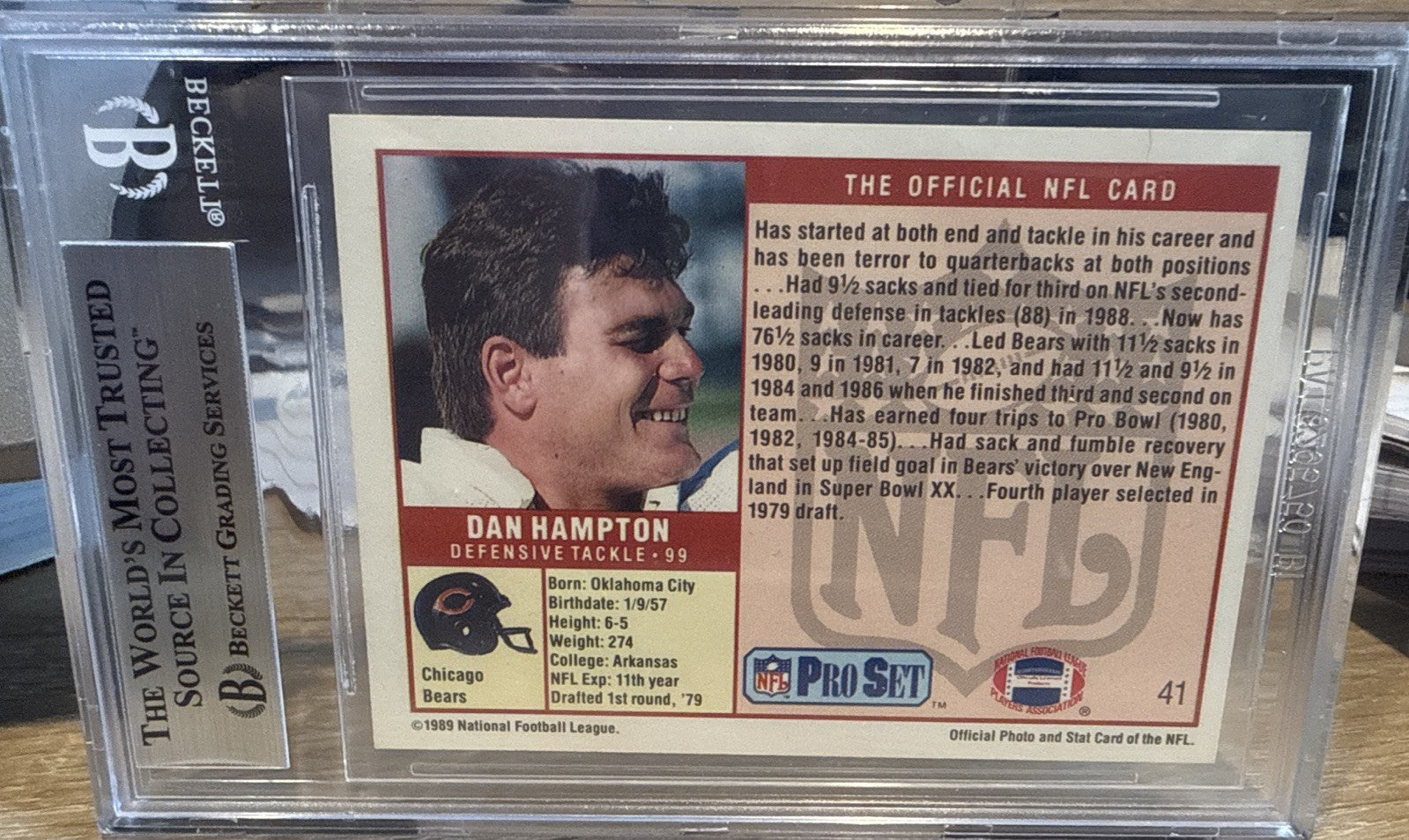 1989 Pro Set Dan Hampton Auto #41 - Beckett BAS Authentic