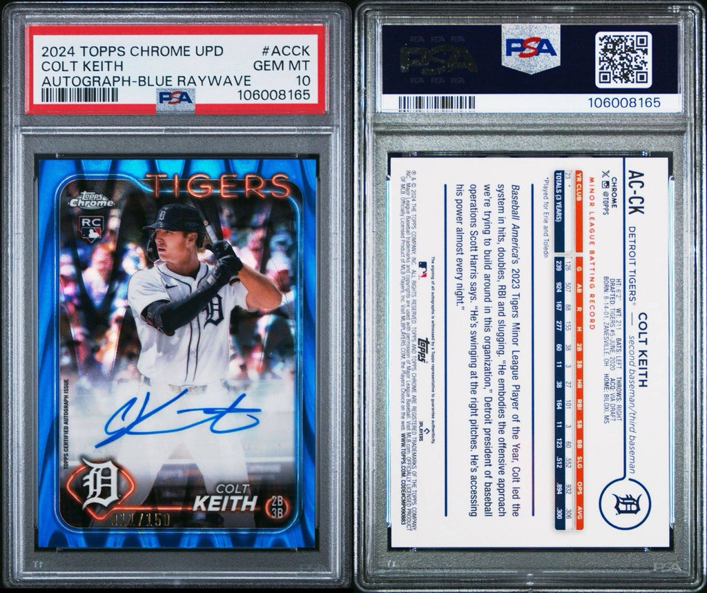 Colt Keith 2024 Topps Chrome Update Rookie Auto Blue Ray Wave /150 PSA 10 Gem MT