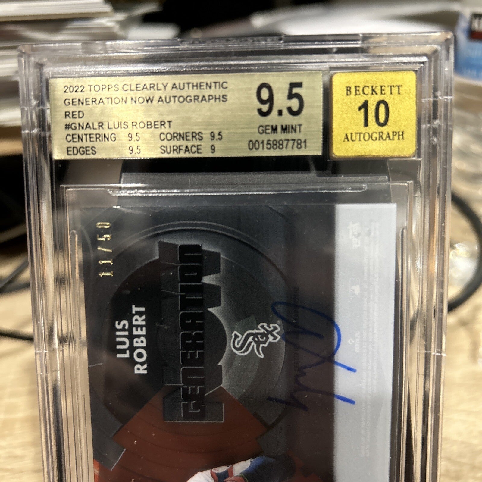 LUIS ROBERT Autograph 2022 Topps Clearly Authentic Red 11/50 BGS 9.5 BAS Auto 10