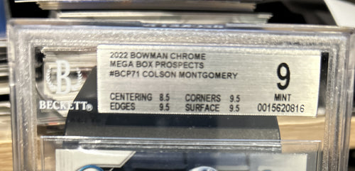 2022 Bowman Chrome Mega Box COLSON MONTGOMERY RC 1ST #BCP71 BGS 9 Mint