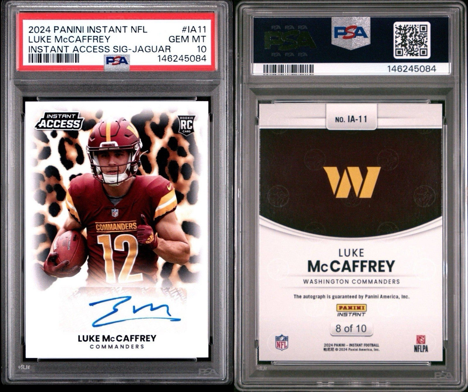 LUKE MCCAFFREY 2024 PANINI INSTANT ACCESS SIGNATURES AUTO JAGUAR # 8/10 PSA 10