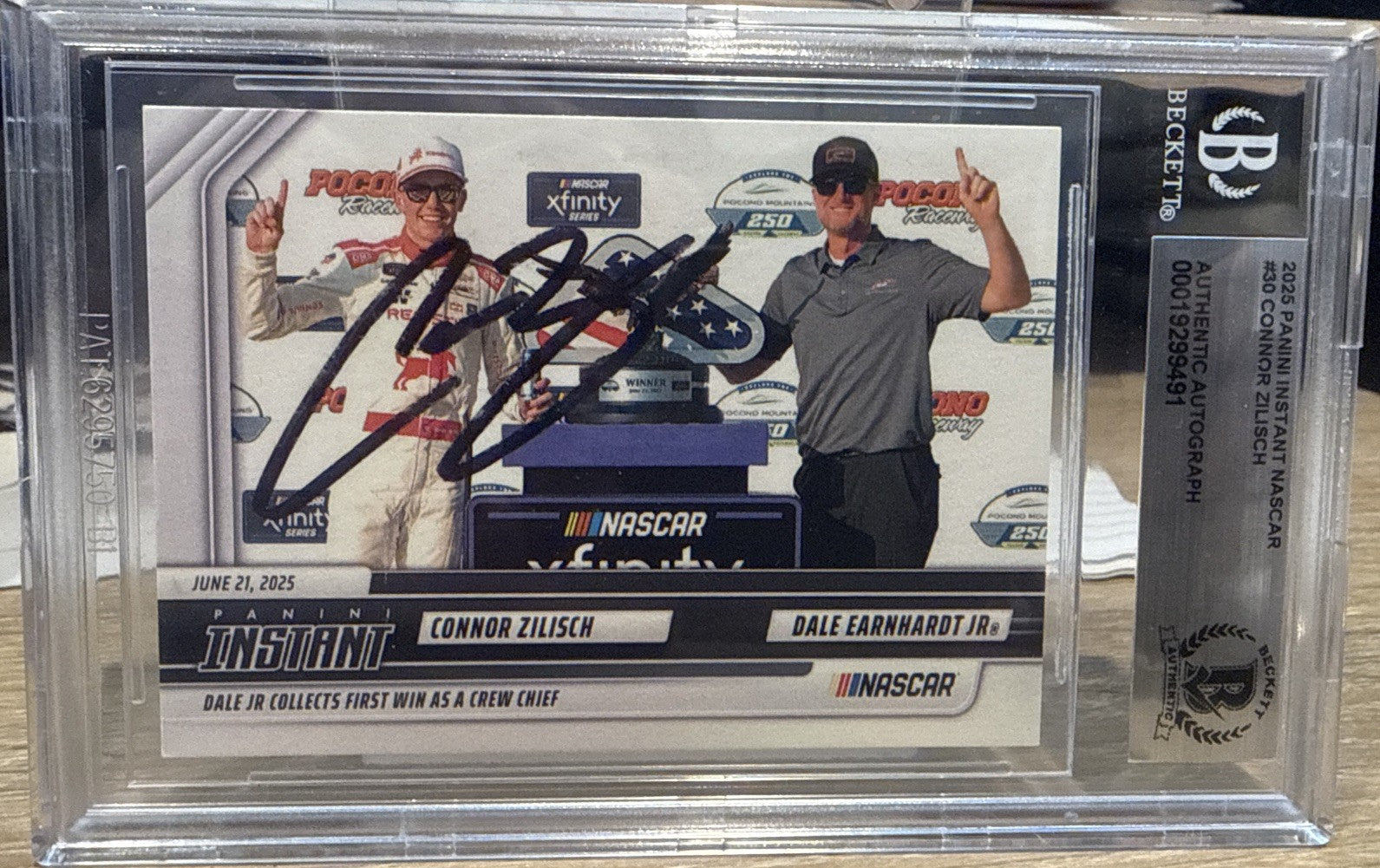 Signed Connor Zilisch 2025 Panini Instant #30 RC /311- Beckett BAS Slab