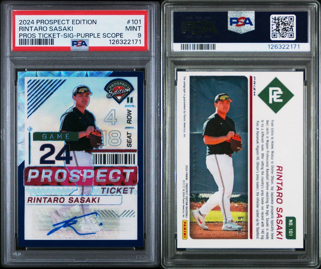 2024 Panini Prospect Edition Rintaro Sasaki #101 Purple Scope Auto #d /49 PSA 9