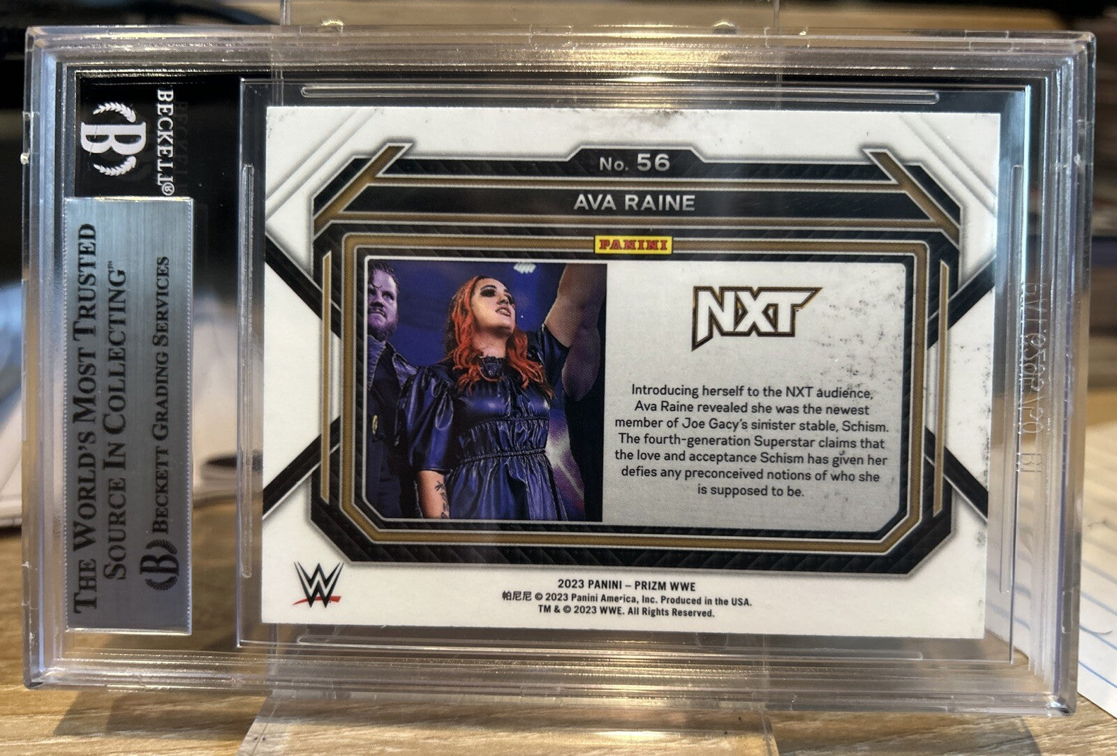 AVA RAINE 2023 PANINI PRIZM #56 SIGNED BECKETT BAS CERTIFIED WWE NXT
