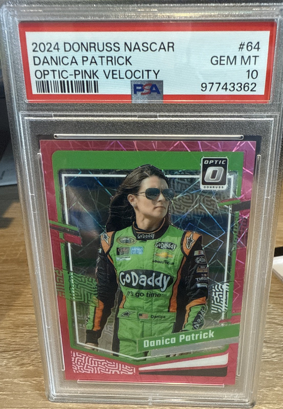 Danica Patrick - 2024 Donruss Optic Racing Pink Velocity  #d /79 PSA 10 Gem