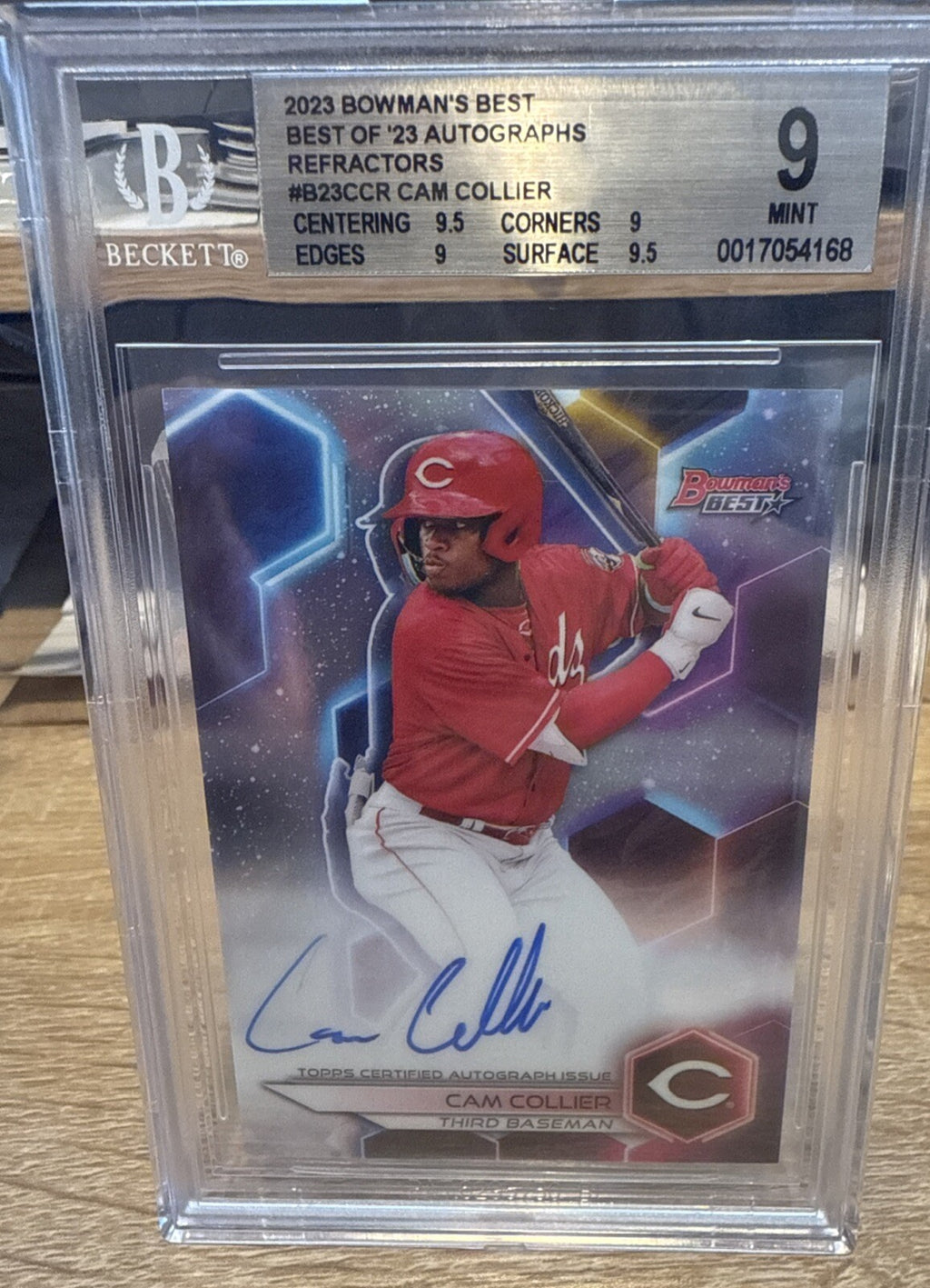 2023 Bowman's Best Refractor #B23-CCR Cam Collier Reds Auto Autograph BGS 9
