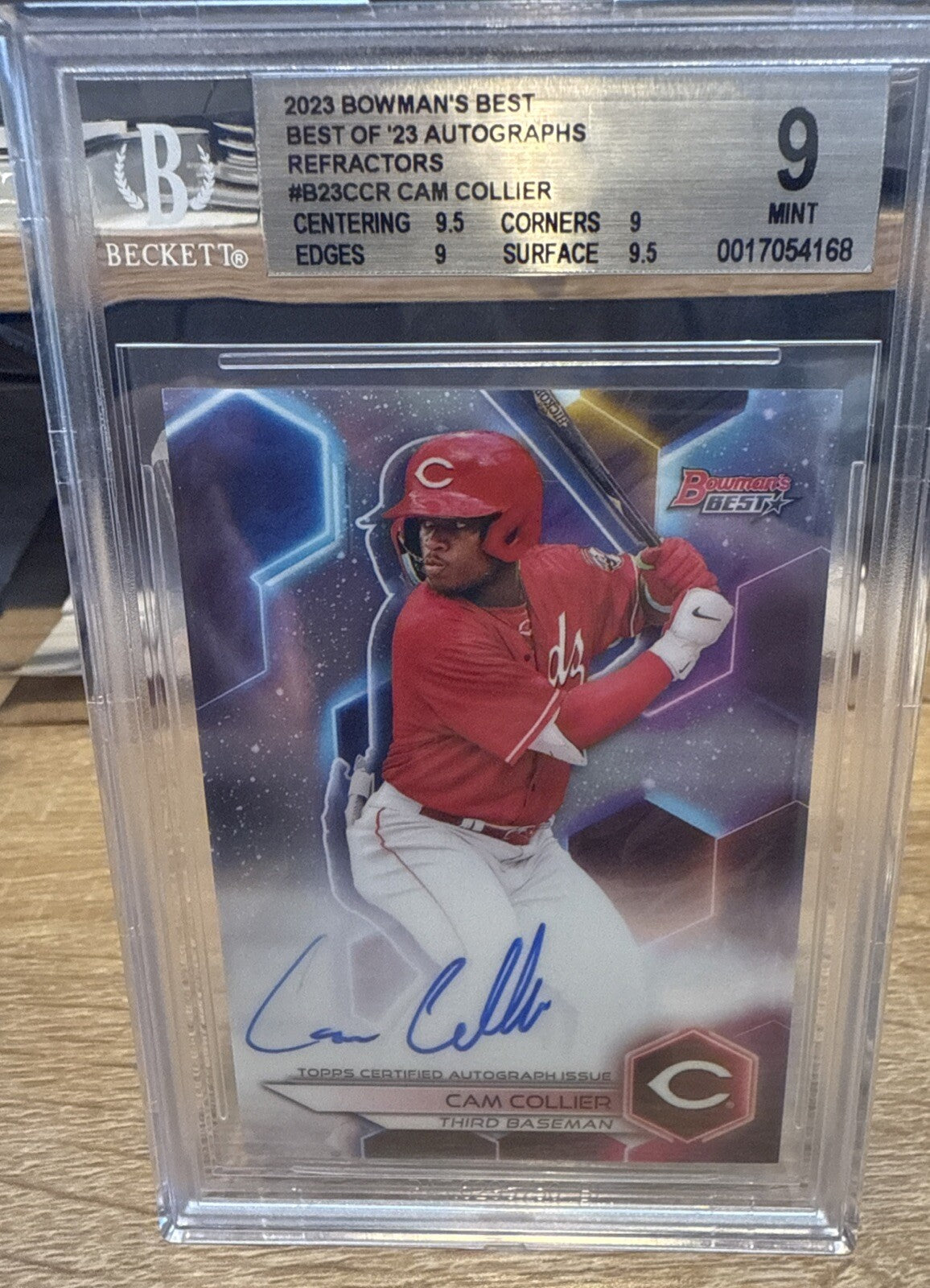 2023 Bowman's Best Refractor #B23-CCR Cam Collier Reds Auto Autograph BGS 9
