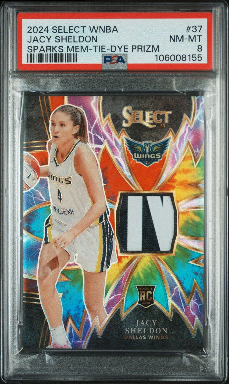 2024 Panini Select WNBA Jacy Sheldon Tie Dye Prizm Rookie Patch RC /25 PSA 8