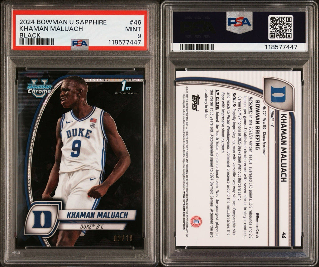 2024-25 Bowman U Chrome Sapphire Khaman Maluach Black Refractor #d /10 PSA 9