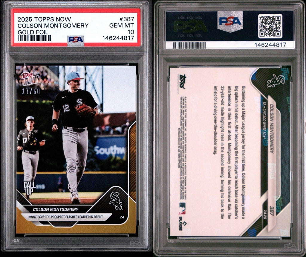 2025 Topps Now Call-Up Gold Foil #d /50 Colson Montgomery #387 PSA 10 Gem