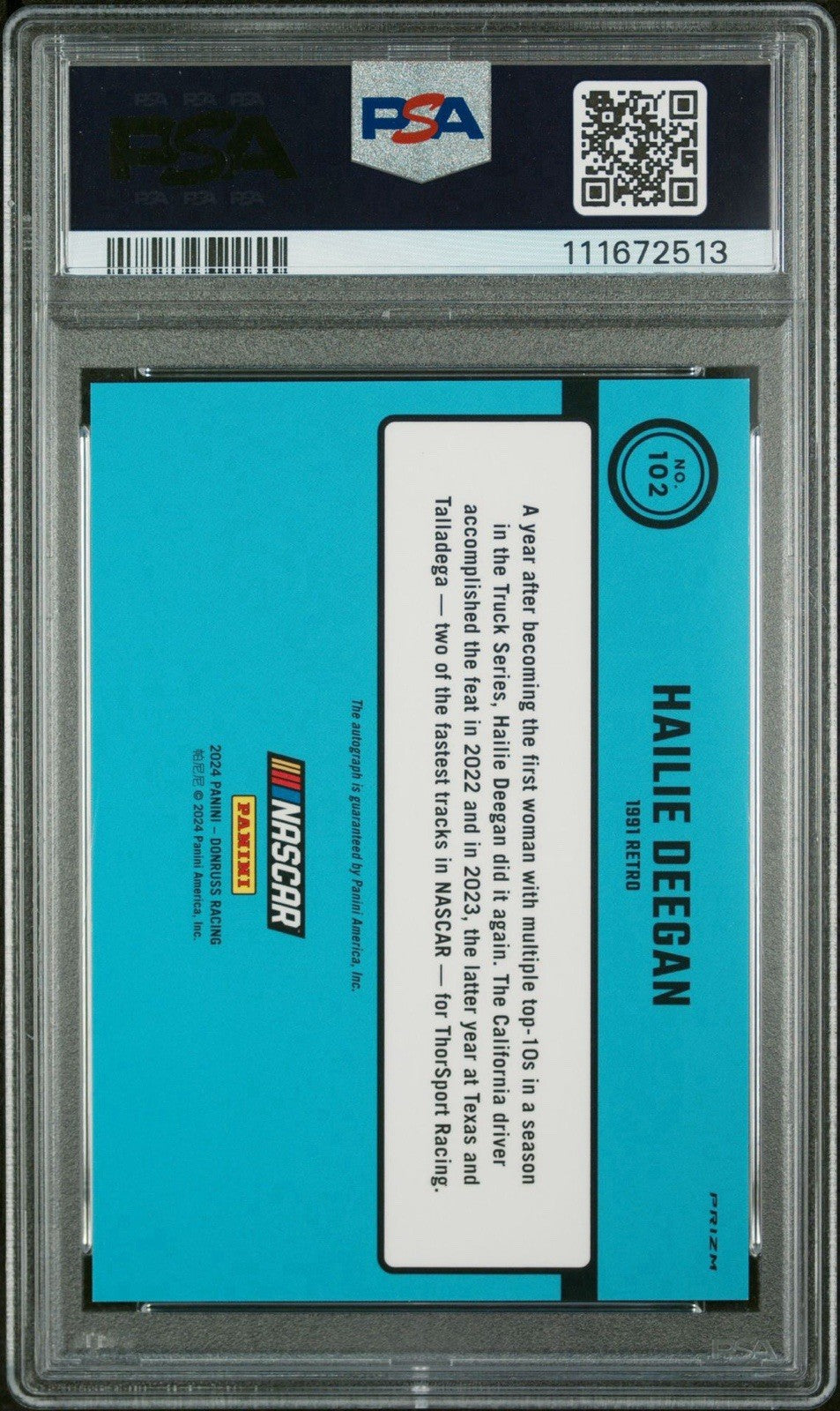 2023 Donruss Optic #102 Hailie Deegan Optic Signature - PSA 9