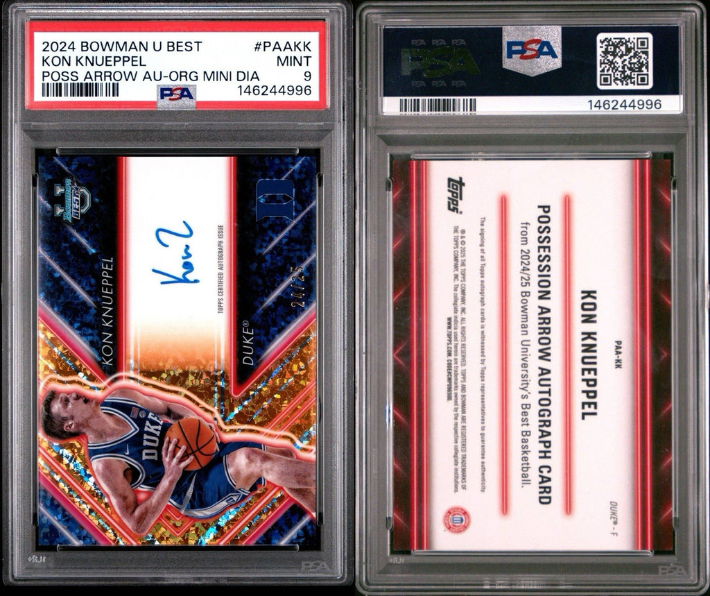 Kon Knueppel 2024 BOWMAN U BEST POSSESSION ARROW AUTO ORANGE MINI DIA /25 -PSA 9