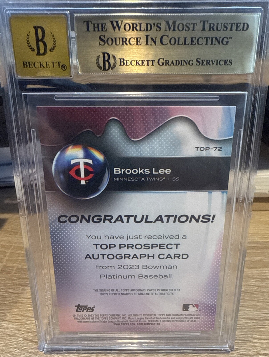 BGS 9.5 Auto 10 Gem - 2023 Bowman Platinum - Brooks Lee - Rookie Auto