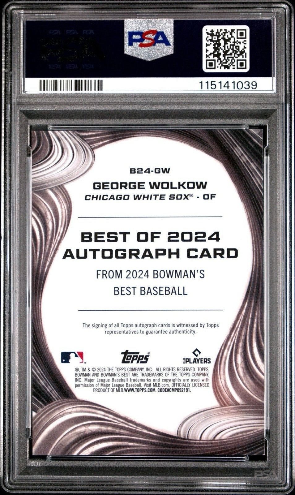 2024 BOWMAN'S BEST #B24GW GEORGE WOLKOW  AU-GW Blue /150 - PSA 9
