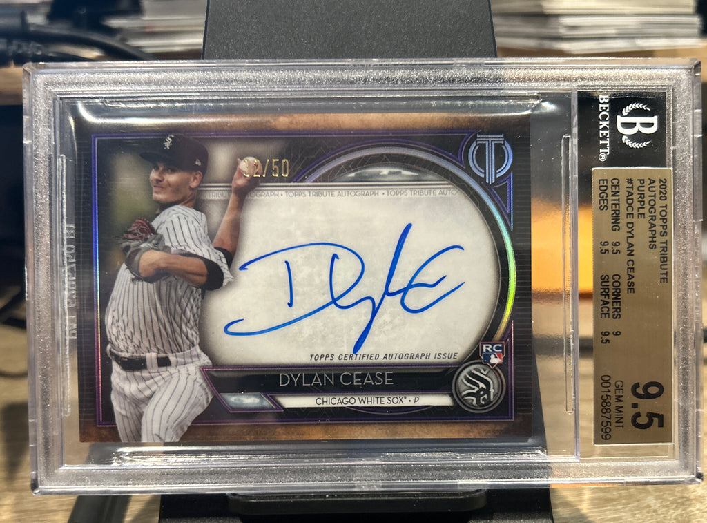 Dylan Cease 2020 Topps Tribute Purple Signed Auto RC #/50 BGS 9.5 Gem Auto 10 !