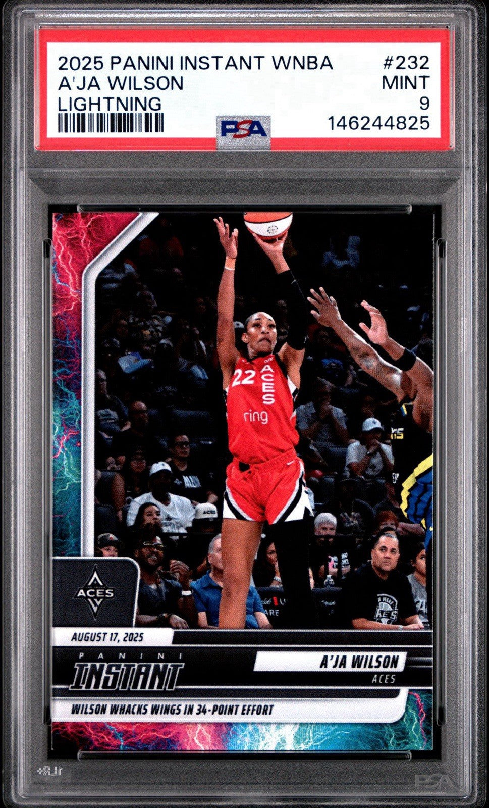 2025 Panini Instant WNBA A’Ja Wilson #232 Lightning /5 PSA 9 Mint