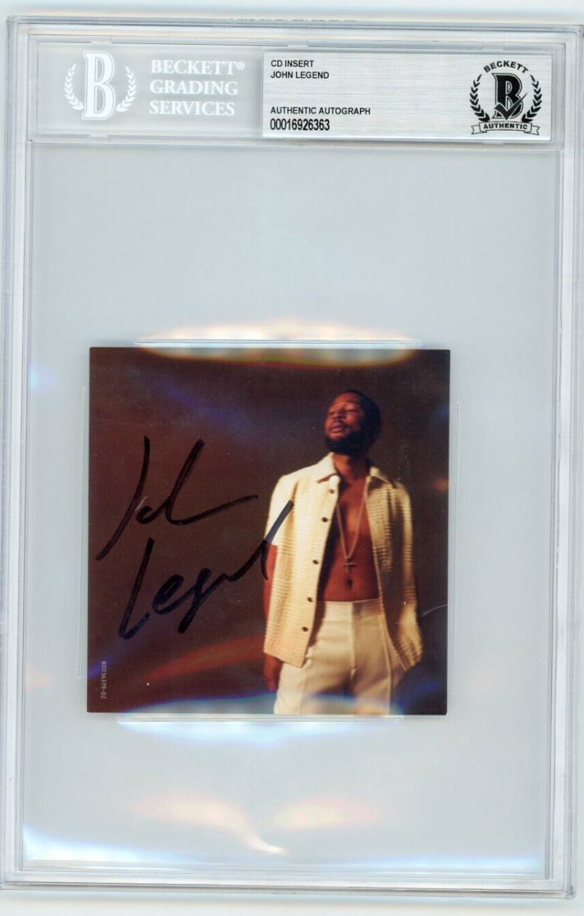 John Legend Signed Self Titled CD Cover Art Card Beckett BAS Encased Slabbed