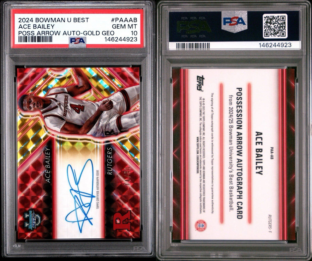 2024 BOWMAN U BEST ACE BAILEY POSSESSION ARROW AUTO Gold GEO. /50 PSA 10 Gem