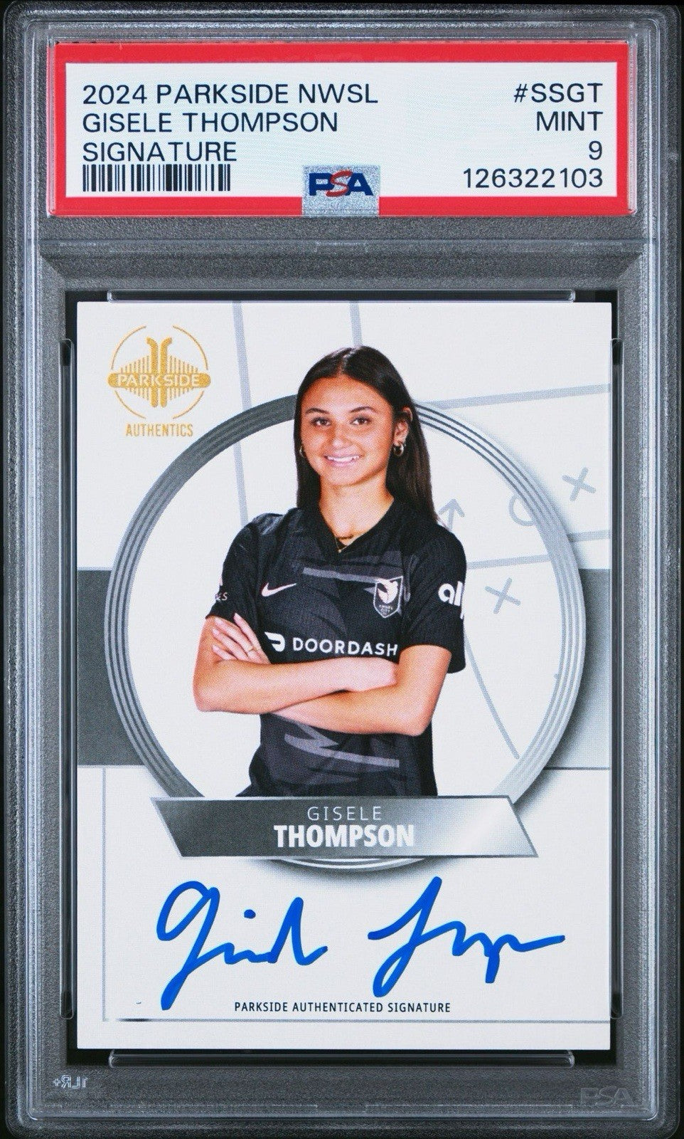 2024 Parkside NWSL Vol 1 Gisele Thompson Rookie RC AUTO /399 - PSA 9