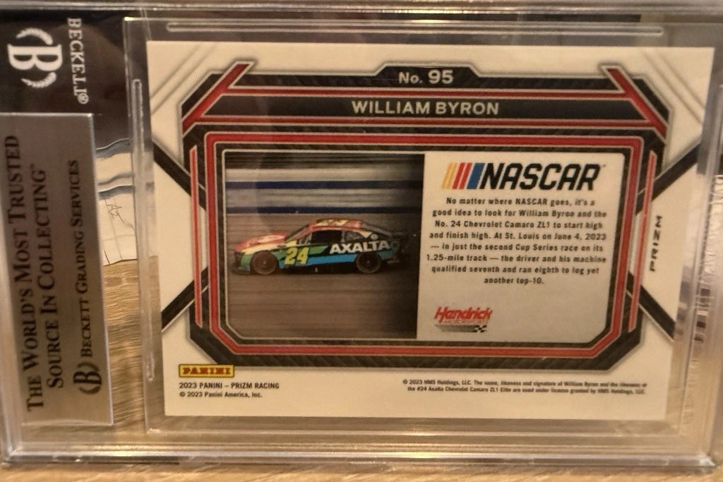 Signed 2023 Panini Prizm Red #95 William Byron  - Beckett BAS Slab