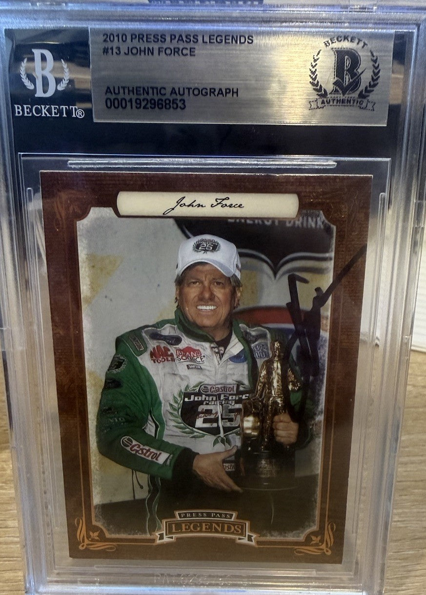Signed 2010 Press Pass Legends #13 John Force - Beckett BAS Slabbed