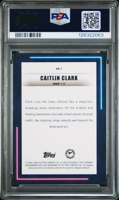 2022 Bowman University Best Neon Neophytes Caitlin Clark #NN3 PSA 10