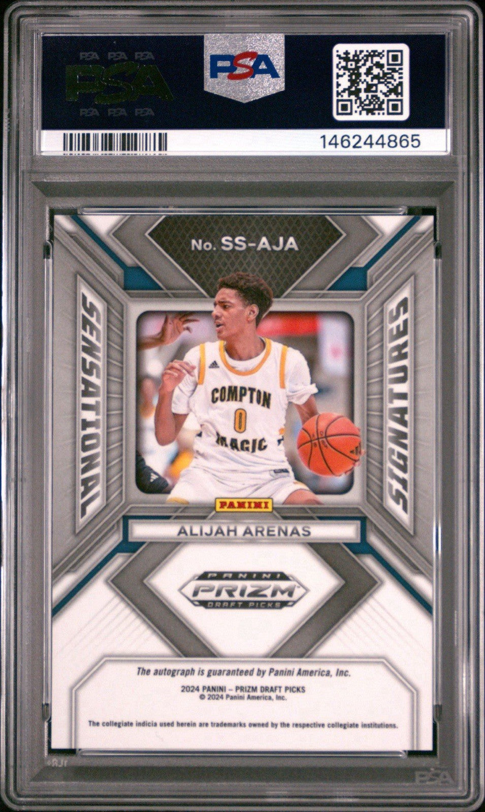 ALIJAH ARENAS Auto - 2024 Prizm Draft Sensational Signatures RC PSA 9 Mint