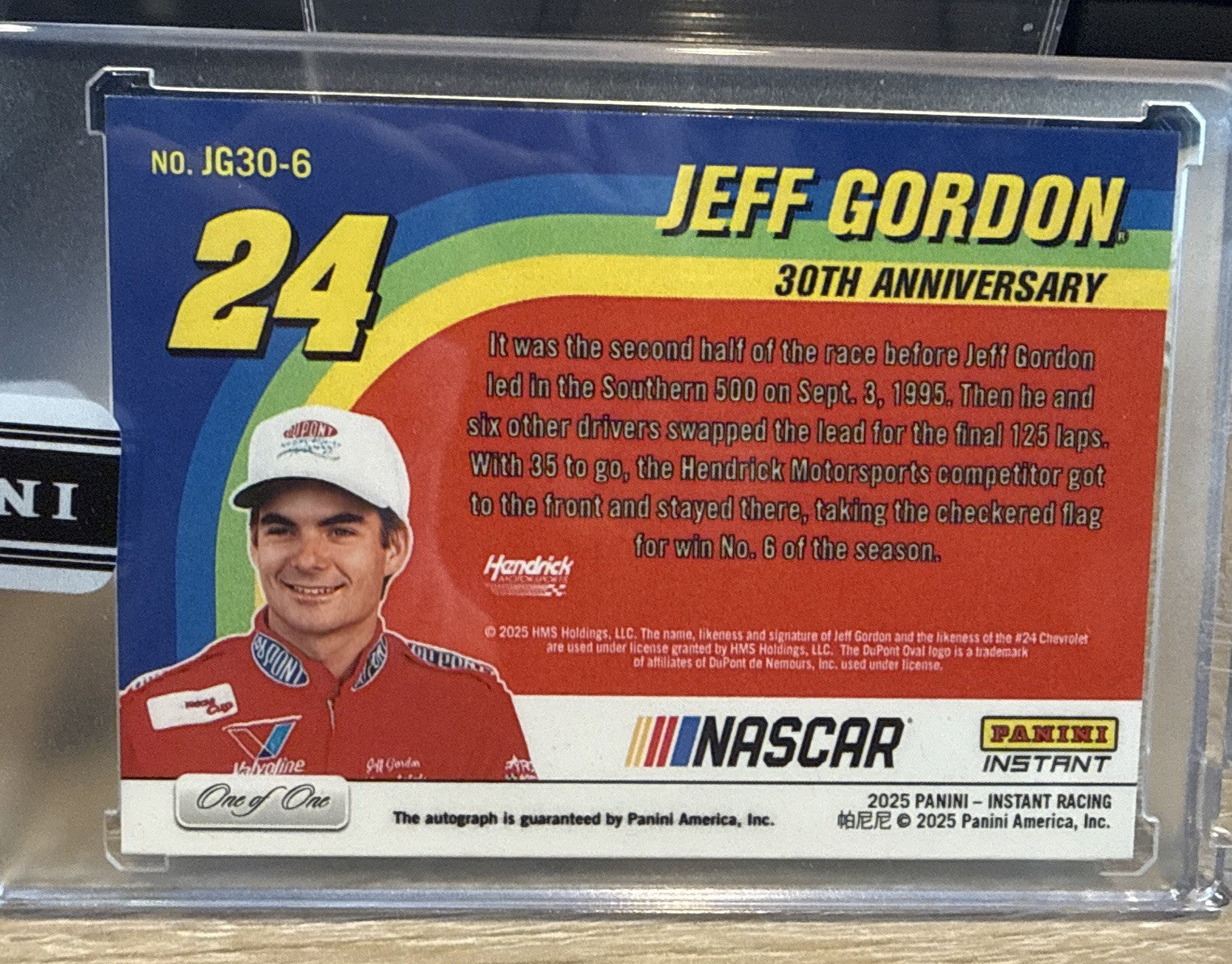 2025 PANINI INSTANT JEFF GORDON 30TH ANNIVERSARY   #JG30-6 Magma Auto 1/1 🔥