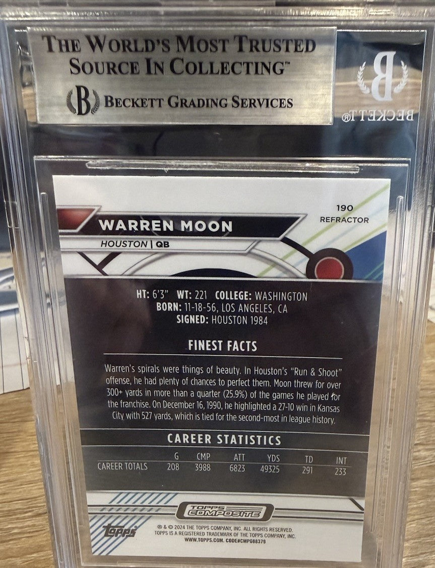 Warren Moon Signed 2023 Topps Composite Finest #190 - Beckett BAS encased HOF