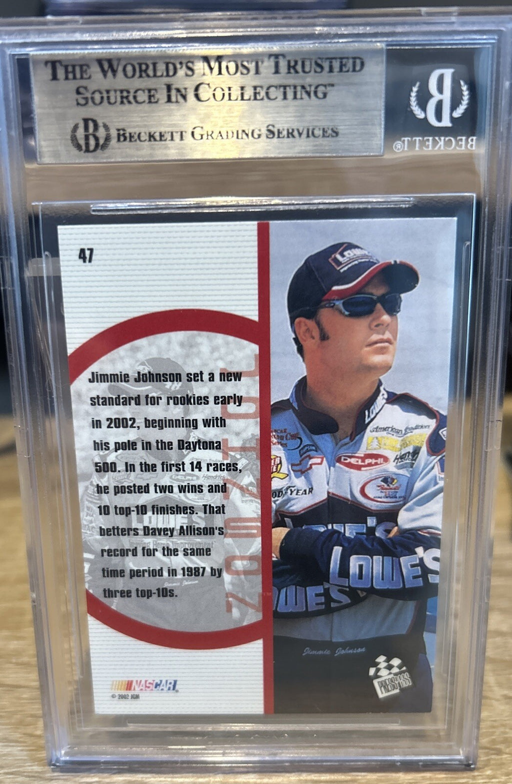 Signed Jimmie Johnson 2003 Press Pass Optima #47 AUTOGRAPH BECKETT BAS Slab
