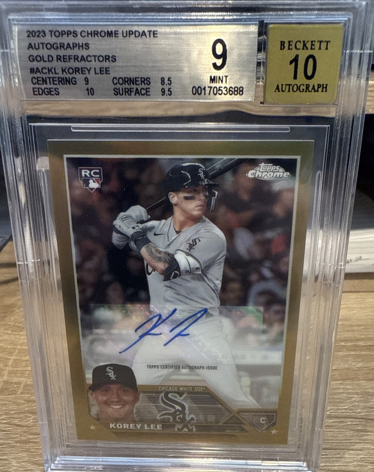 BGS 9 BAS 10 -2023 Topps Chrome Update KOREY LEE Gold Refractor Auto RC #d /50
