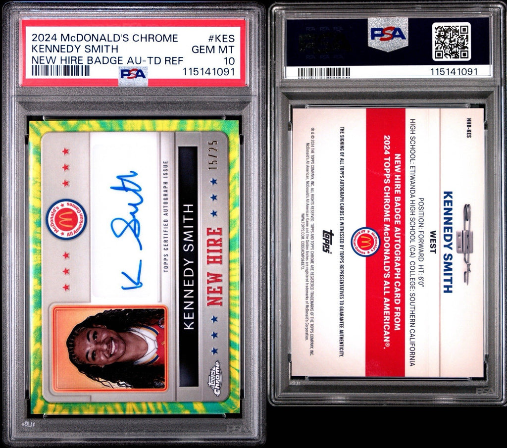 2024 Topps Chrome McDonald's New Hire - Kennedy Smith Tie-Dye Auto /25 - PSA 10