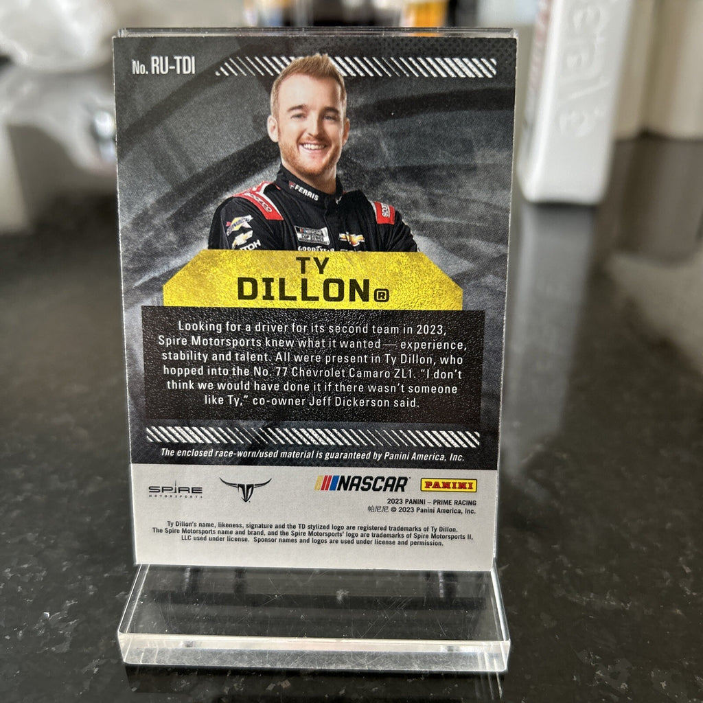 2023 PANINI PRIME NASCAR RACING TY DILLON RACE USED FIRESUITS PATCH 1/1 🔥🔥🔥