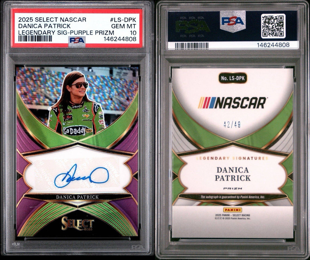 2025 Panini Select - Signatures Danica Patrick #LS-DPK Purple /49 PSA 10 Gem