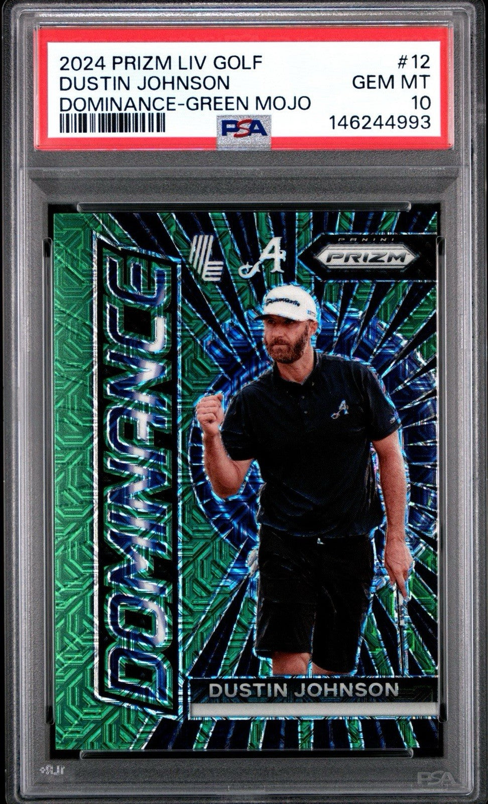 2024 Panini Prizm LIV Dustin Johnson - Dominance Green Mojo #/54 PSA 10